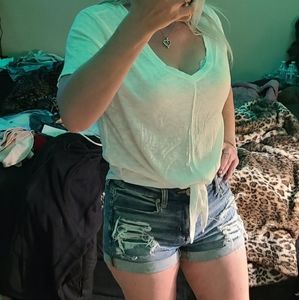 NWT Bloomingdales Elan super soft tie front T shirt top size Large